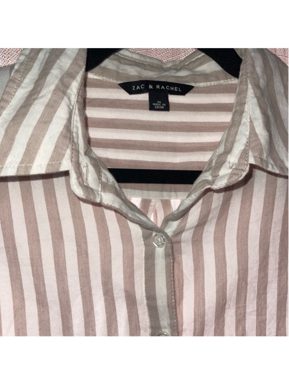 Zac & Rachel Cream & White Striped Button-Up Blouse - Women’s Medium - EUC - Picture 1 of 10